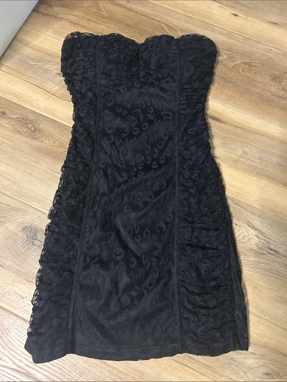 Strapless Black Lace Bodycon Dress